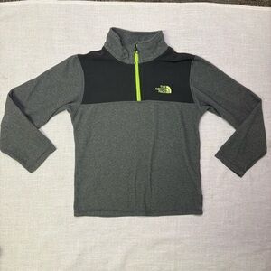 3/$30 The North Face Boys Med 10-12 Grey Pullover Green Quarter Zip Fleece Sweat